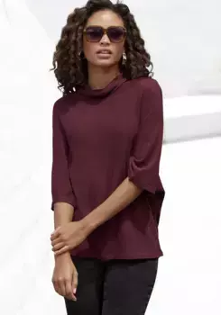 Рубашка с высоким воротником LASCANA, изготовлена из пушистой качественной рубчатой ткани, цвет Burgund