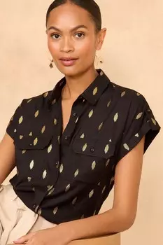 Рубашка с закатанными рукавами Love & Roses, черный