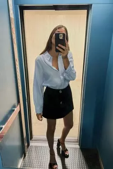 Рубашка с закрытыми пуговицами ZARA, небесно-голубой