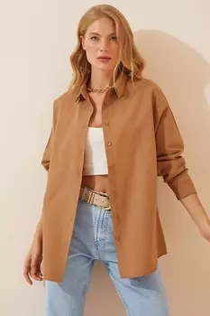 Рубашка с заниженными рукавами Happiness Istanbul, коричневый