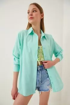 Рубашка с заниженными рукавами Happiness Istanbul, зеленый