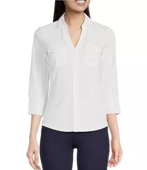 Рубашка с заостренным воротником и рукавами 3/4 J.McLaughlin Brynn, белый