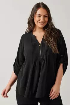 Рубашка с защипами на молнии Evans, черный