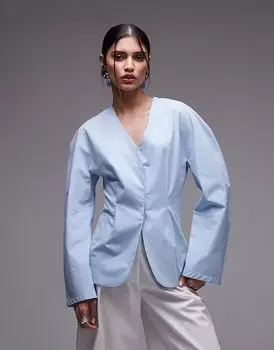 Рубашка с застежкой на талию и рукавами-коконами ASOS DESIGN синего цвета