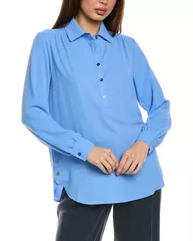 Рубашка с застежкой сбоку Jones New York Shirttail, синий