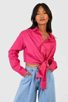 Рубашка с завязками Boohoo, розовый
