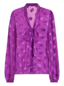 Рубашка с жаккардовым логотипом DG DOLCE & GABBANA, фиолетовый