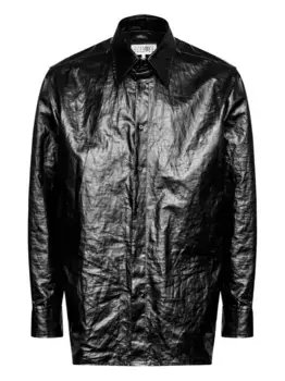 Рубашка с жатым эффектом MM6 Maison Margiela, черный