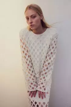 Рубашка с жемчужным декором H&M, белый