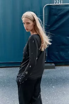 Рубашка с жемчужным декором H&M, серый