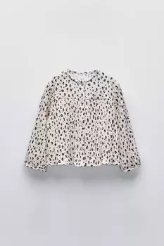 Рубашка с животным принтом ZARA, экрю
