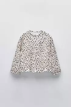 Рубашка с животным принтом ZARA, экрю