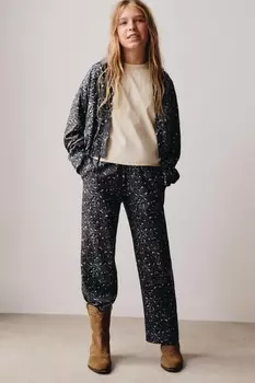 Рубашка с животным принтом ZARA, аквамарин