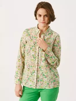 Рубашка Sabella из хлопка с цветочным принтом Part Two, зеленая