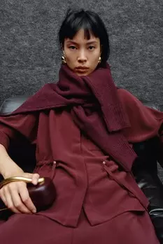 Рубашка сафари из крепа ZARA, цвет Aubergine