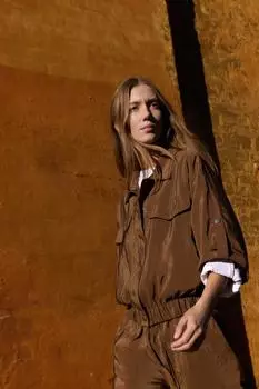 Рубашка сафари с коротким рукавом ZARA, цвет Toffee