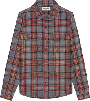 Рубашка Saint Laurent Classic Western Shirt 'Red/Blue/Yellow/Grey', красный