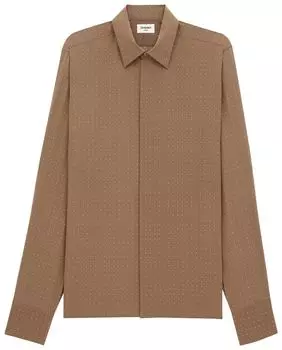 Рубашка Saint Laurent Dotted Long-Sleeve Shirt 'Beige', загар