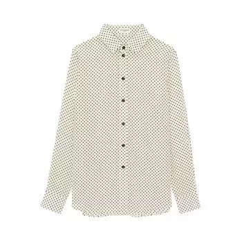 Рубашка Saint Laurent Dotted Long-Sleeved 'Chalk/Black', белый