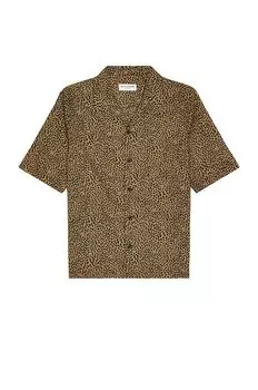 Рубашка Saint Laurent Hawaii Short Sleeve, цвет Black & Camel