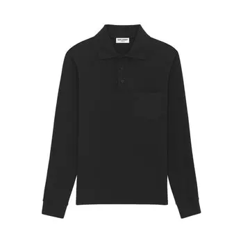 Рубашка Saint Laurent Micro Waffle Knit Polo 'Black', черный