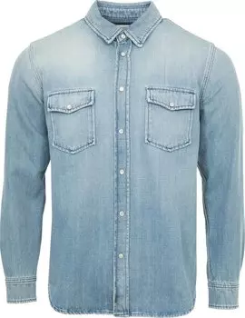 Рубашка Saint Laurent Oversize 'Light Japanese Lake', синий