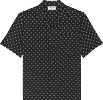 Рубашка Saint Laurent Shark Collar Shirt 'Noir Craie', черный