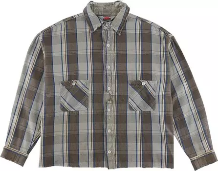 Рубашка Saint Michael Flannel Shirt 'Grey/Blue', серый