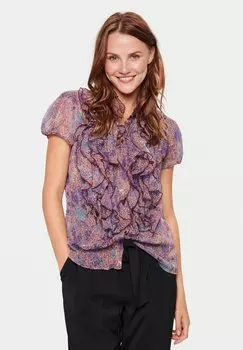 Рубашка Saint Tropez ЛИЛЬЯС КРИНКЛ СС, цвет tawny port botanical garden
