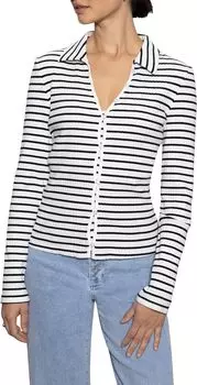 Рубашка Sanctuary Daydreamer Knit Shirt, цвет Chalk/Black Stripe 5