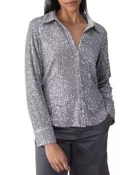Рубашка Sanctuary Radiant Sequin Shirt, цвет Gunmetal