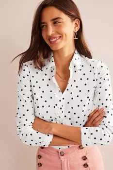 Рубашка Saski из эластичного хлопка Boden, бежевый