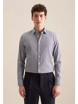 Рубашка Seidensticker Flanellhemd Shaped, темно-синий