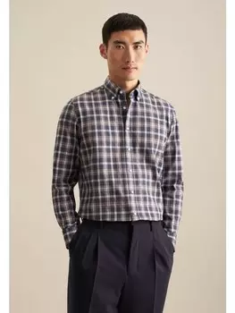 Рубашка Seidensticker Flanellhemd Shaped, темно-синий