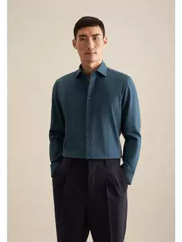 Рубашка Seidensticker Flanellhemd Slim, бирюзовый