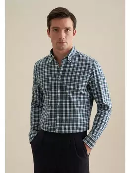 Рубашка Seidensticker Flanellhemd Slim, бирюзовый