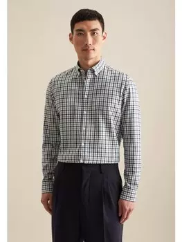 Рубашка Seidensticker Flanellhemd Slim, зеленый