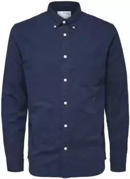 Рубашка SELECTED HOMME с длинными рукавами "SLHREGRICK-OX FLEX S", с нагрудным карманом, синий