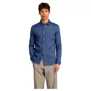 Рубашка Selected Regkylian Linen Classic, синий