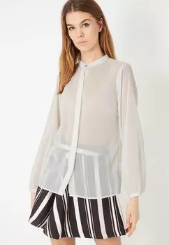 Рубашка SEMITRANSPARENTE CON CUELLO MAO La Morena, белый