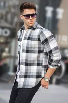 Рубашка – Серая – Классический крой Madmext, серый