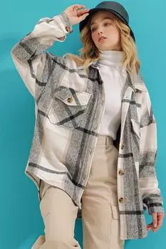 Рубашка - Серая - Oversize Trend Alaat Stili, серый