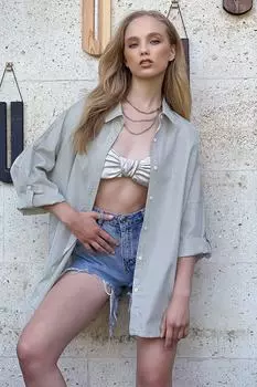 Рубашка – Серая – Свободный крой Trend Alaat Stili, серый