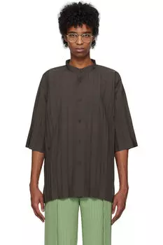 Рубашка серого цвета с окантовкой HOMME PLISS ISSEY MIYAKE