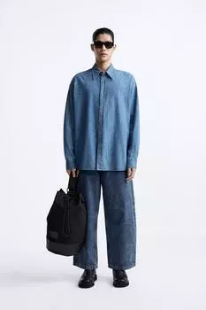Рубашка шамбре - x studio nicholson ZARA, синий