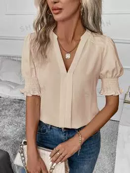 Рубашка Shein Clasi в полоску, абрикосовый