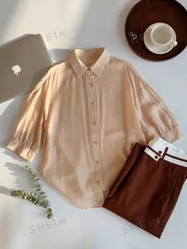 Рубашка Shein Ezwear свободного кроя, абрикосовый