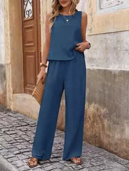 Рубашка Shein Lune на пуговицах сзади, синий