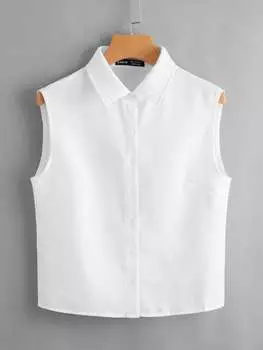 Рубашка SHEIN LUNE, пуговицы спереди, без рукавов, белый цвет