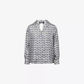 Рубашка шелковая Max Mara Weekend Oncia с принтом, голубой